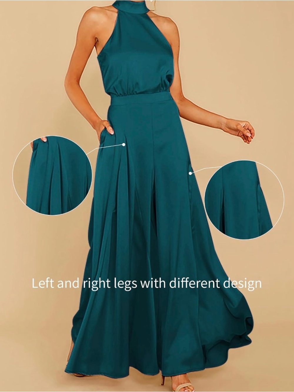 Elegant Teal Jumpsuit - Picture 3 of 4